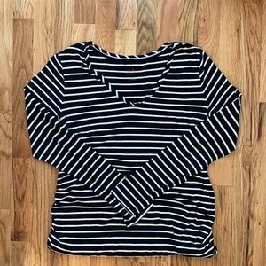 Versatile and Fun Striped Maternity Shirt, Sz L